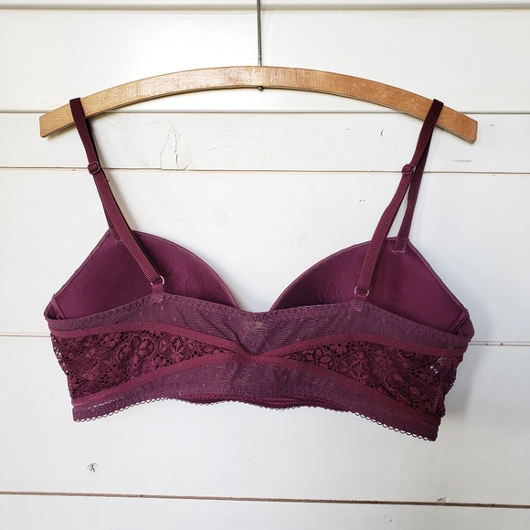 Burgundy Victoria’s Secret Padded Demi Lace Pullover Bra, Size Large lingerie - Picture 9 of 11